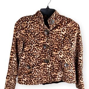 GAP Leopard Faux Fur Girls Button Jacket S